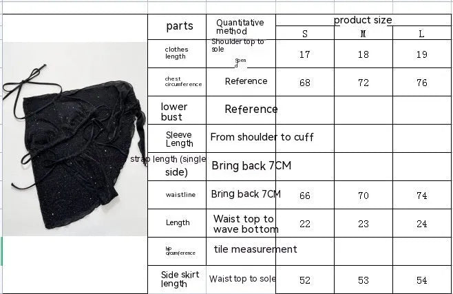 Black three-piece swimsuit bikini set with separate top and shorts