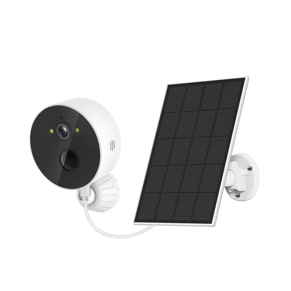 Solar panel powered 1080P outdoor security camera with battery and low power consumption design