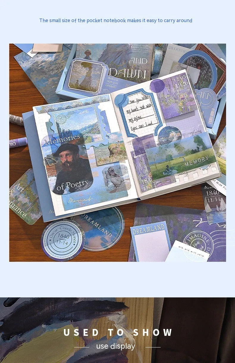 A6 grid notebook creative gift box with artistic plaid design containing 12 stationery components