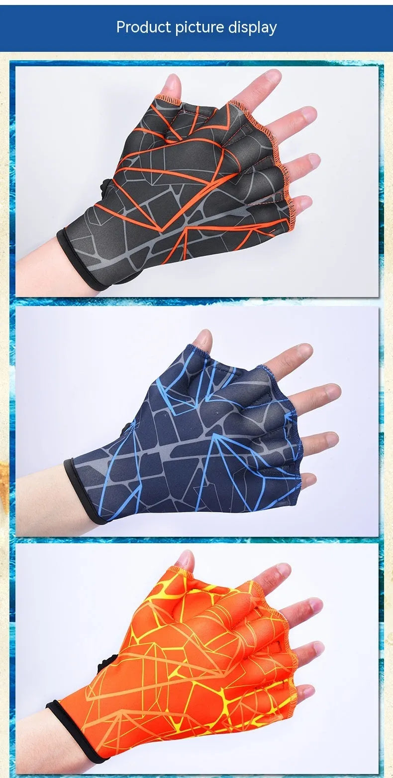 Duck feet webbed swimming gloves in nylon material for outdoor water training
