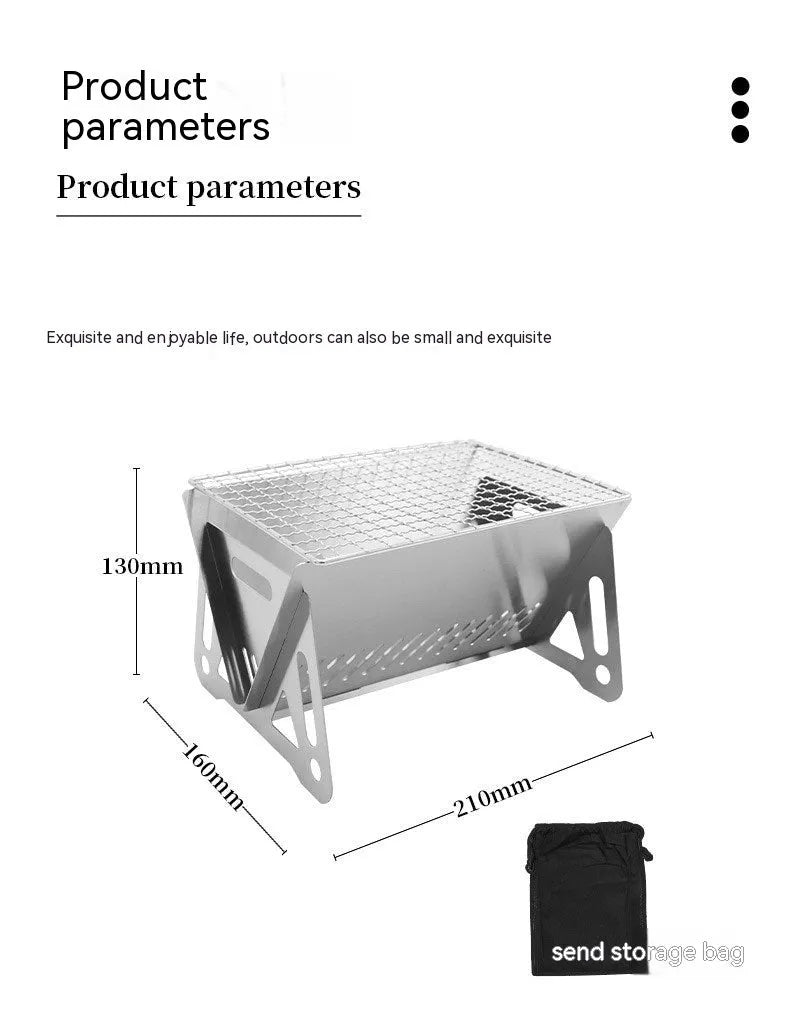 Large folding stainless steel barbecue oven body with grill rack for outdoor camping