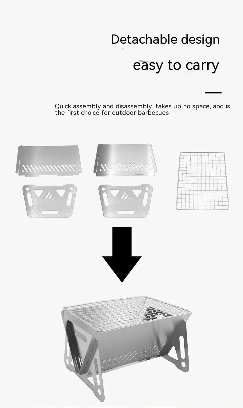 Large folding stainless steel barbecue oven body with grill rack for outdoor camping