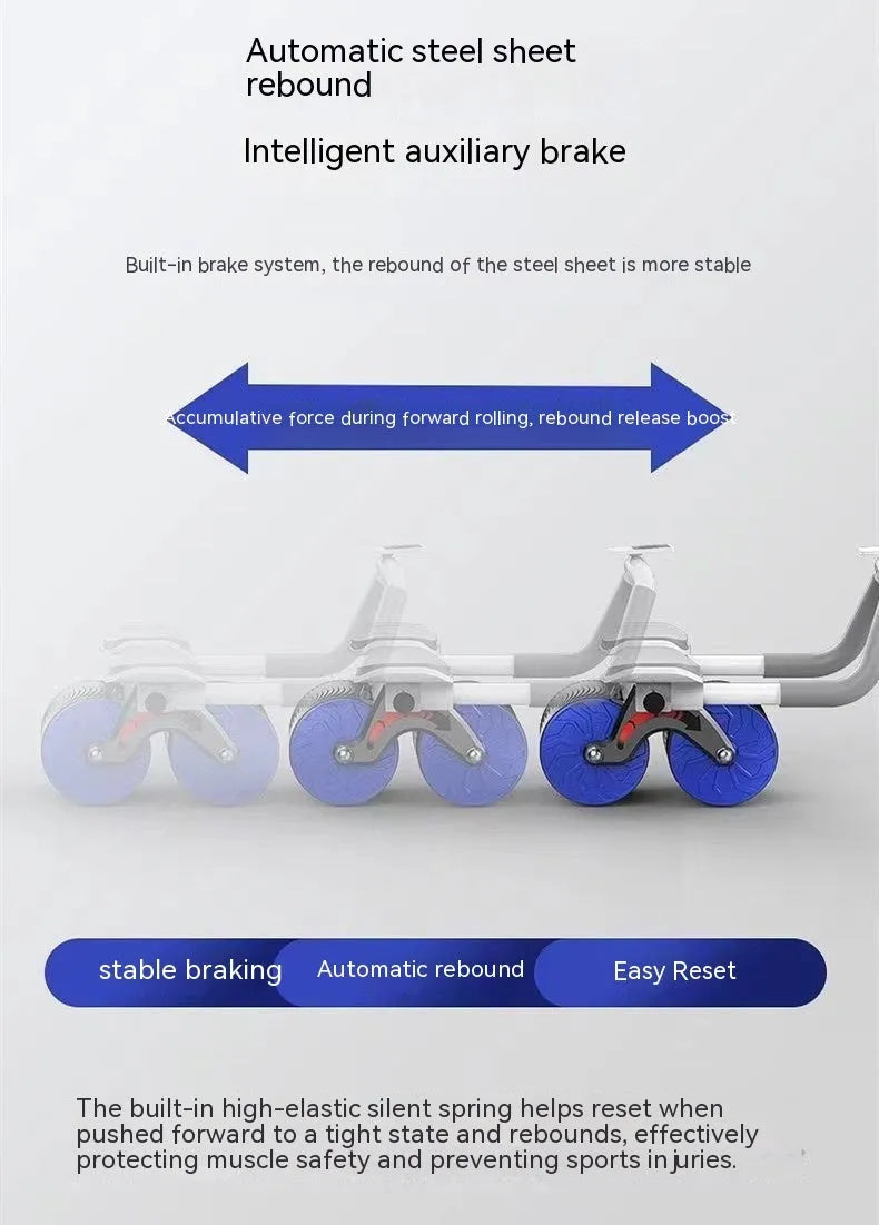 Automatic rebound abdominal exercise wheel with 10cm wide wheel and included lock edge yoga mat for core workouts