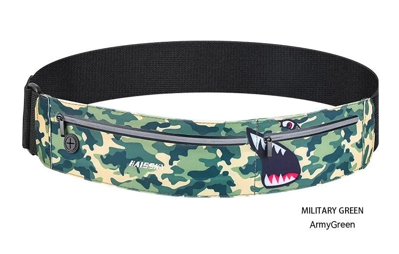 8-inch waterproof waist bag in camouflage crocodile colour made from chinlon Lycra fabric