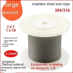 Coil of 304 stainless steel invisible anti-theft security wire with double twist construction.