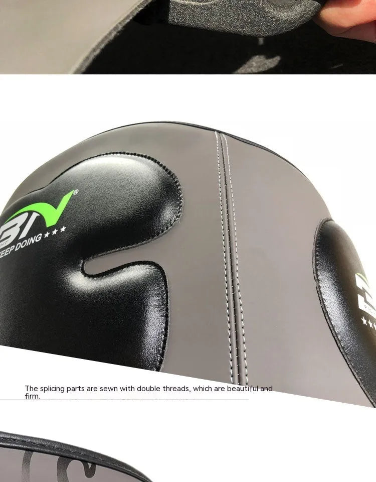 Boxing chest protection target with adjustable waist strap in dark grey or khaki colour