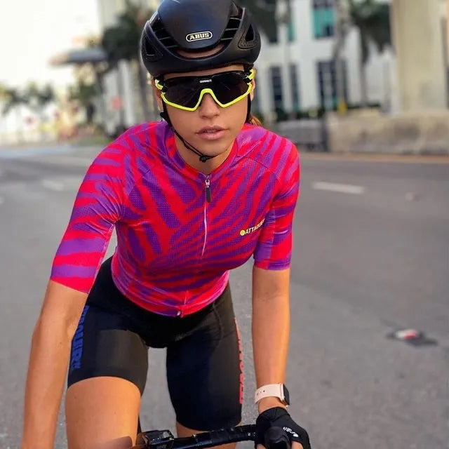 Attaquer women's long sleeve cycling jersey with Kaleidoscope TEAM design and contrast panels, part of matching set with pants