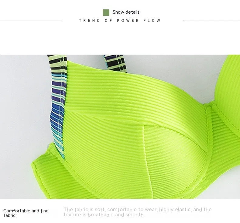 Green printed women's halter bikini set with brief bottoms showing front view
