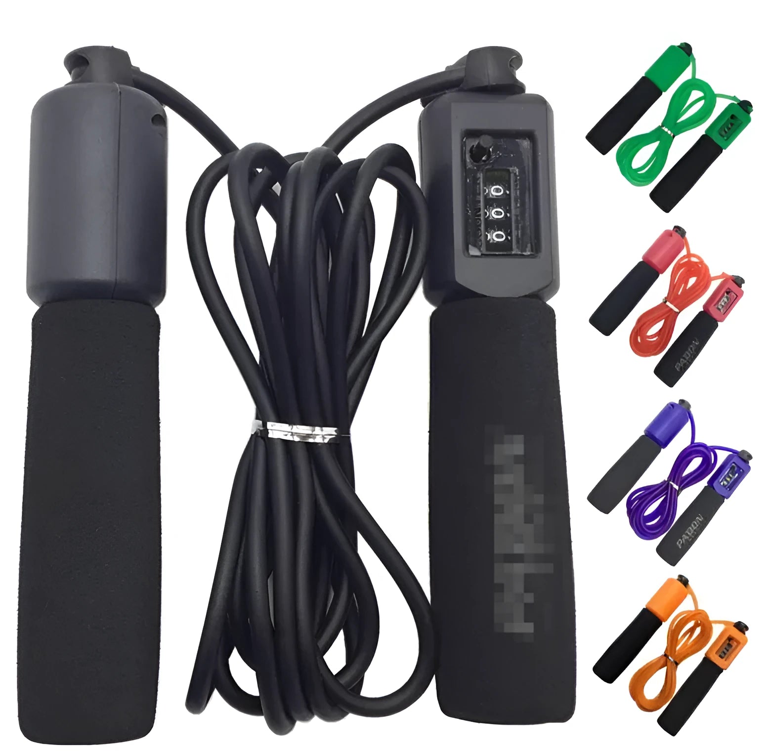 Adjustable 3 metre PVC skipping rope with foam handles in multiple colours