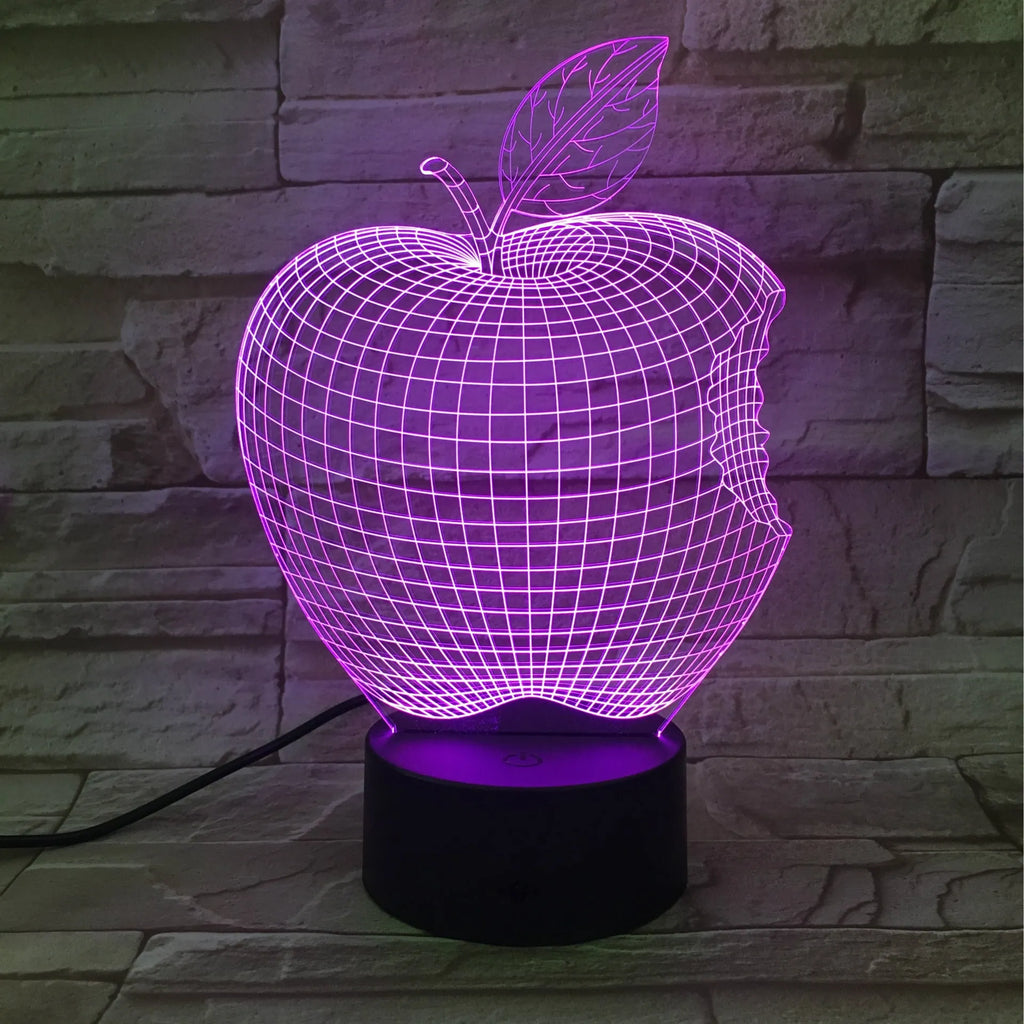 3D fruit decorative night light with seven colour LED illumination and touch control interface