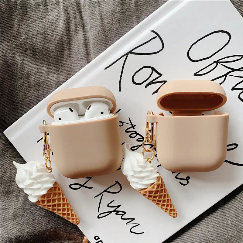 Cylinder ice cream design silicone AirPods 2 case protector set in photo colour