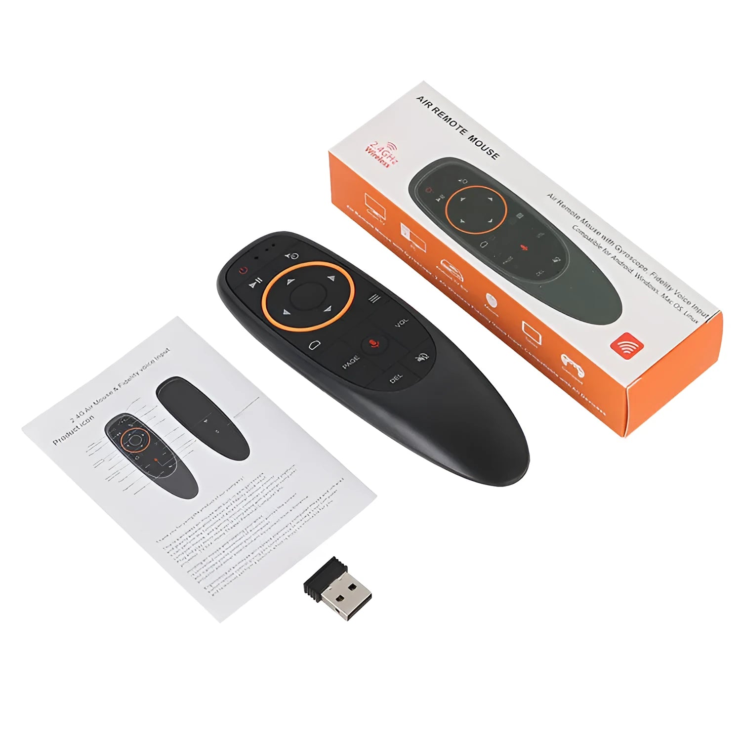 G10 G10S black voice remote control with silicone buttons and plastic shell for Android players