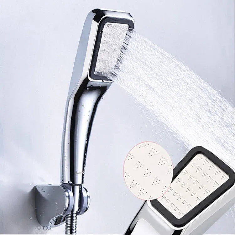 Orange hand-held pressurised shower with high-pressure rain function