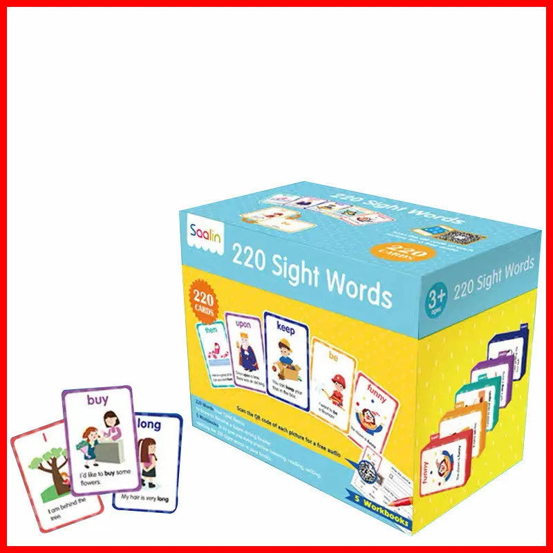 220 high frequency word gift box set with game cards and workbooks for early childhood education