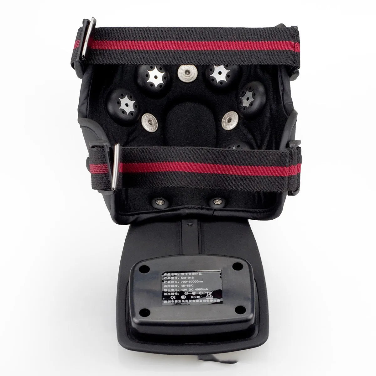 Knee and shoulder massager unit with infrared heat, knee pads, shoulder pads, and power adapter