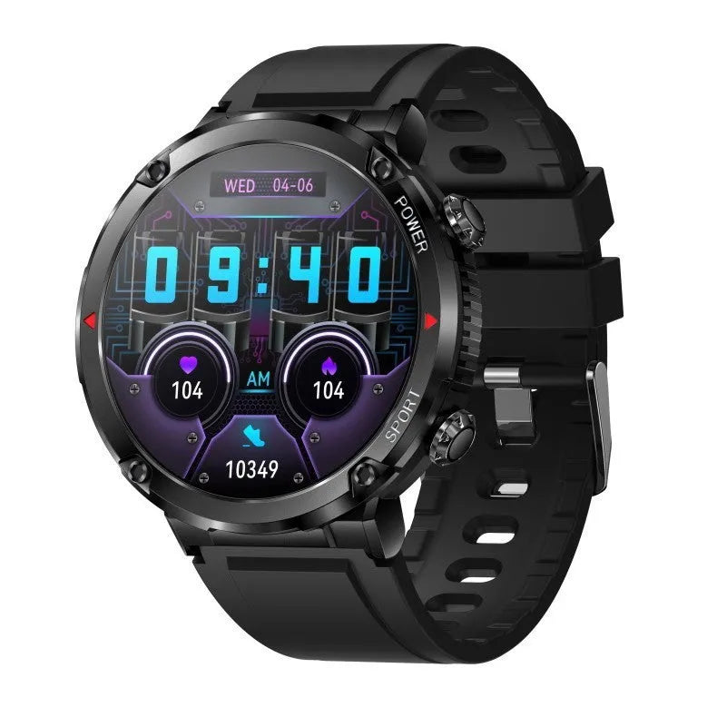 T30 Smart Watch with black silicone strap on a wrist, showing a fitness tracking display on its IPS screen.