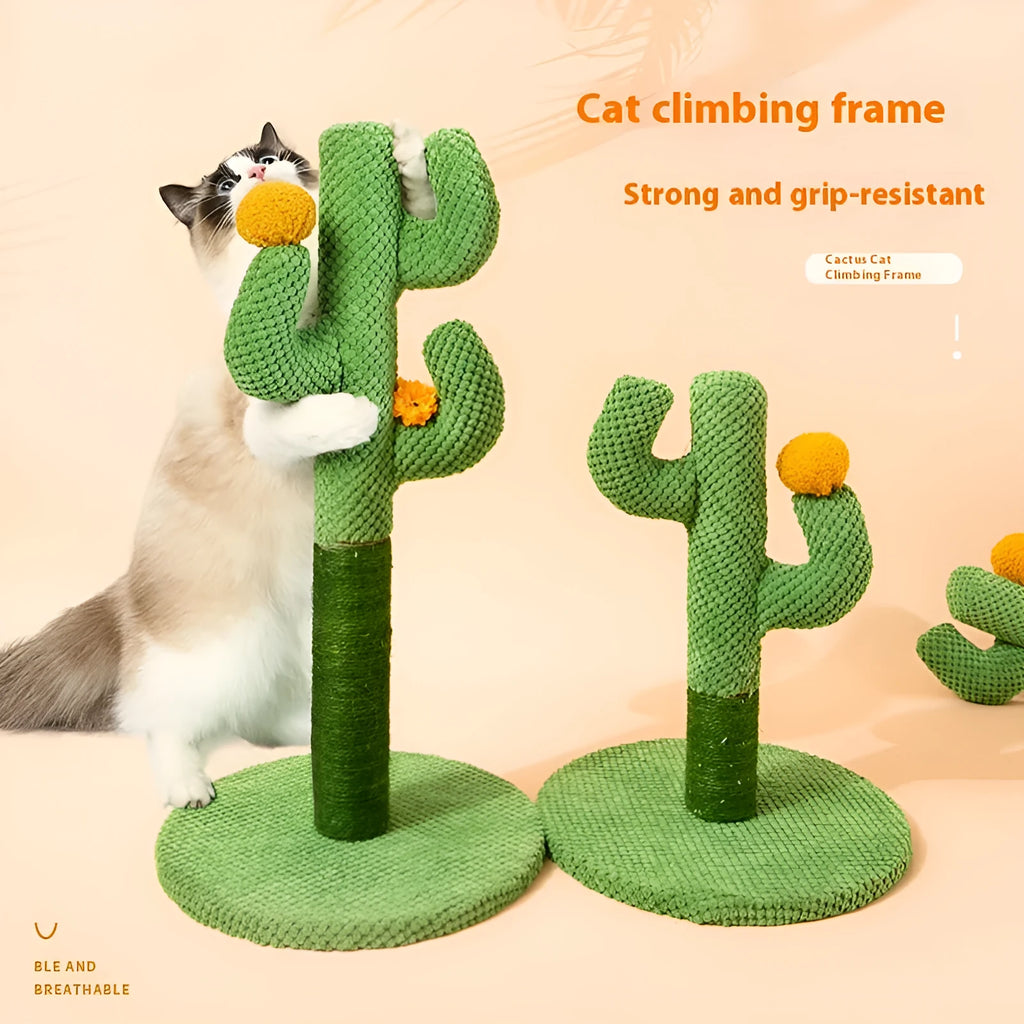 Cactus-shaped cat scratch board with sisal scratching pole climbing frame for cats