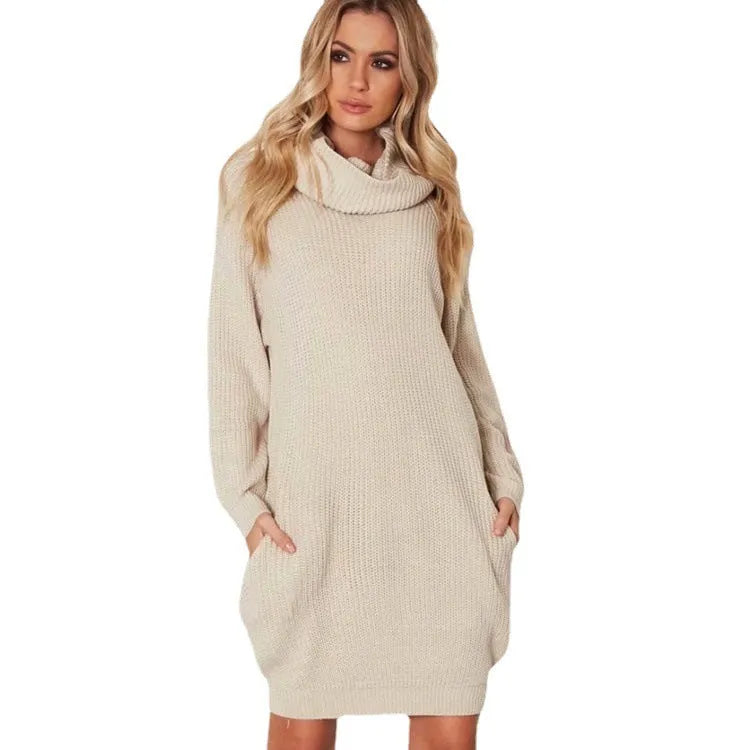 Mid-length imitation cashmere sweater with lapel collar and pockets in yellow, black, or apricot