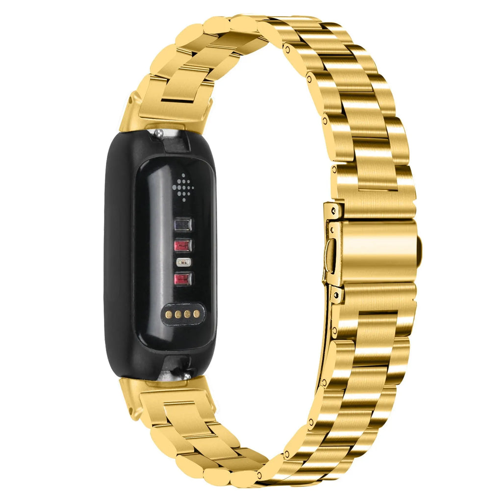 Stainless steel watch strap with three-beads design for Fitbit Inspire3 in multiple colours.