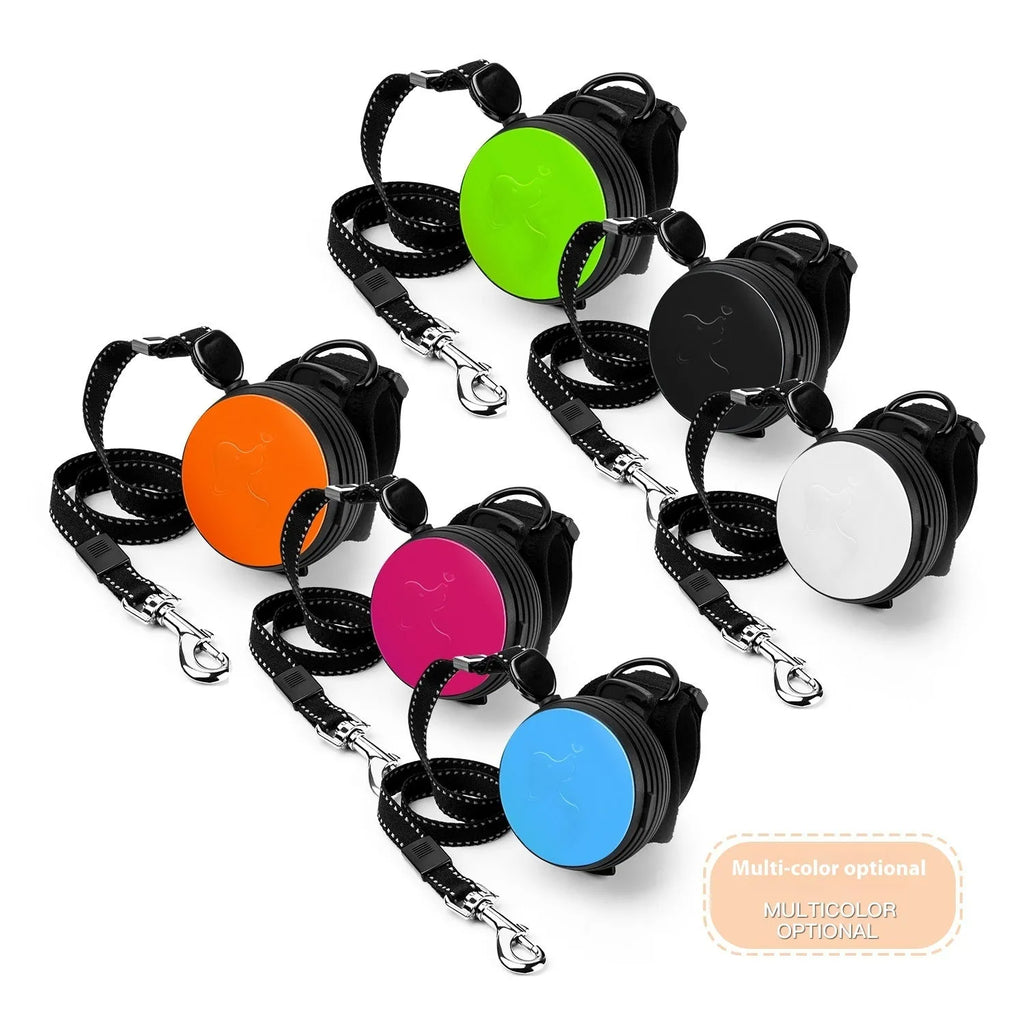 Pet Holding Hands automatic retractable dog leash extended, showing nylon cord and ergonomic handle.