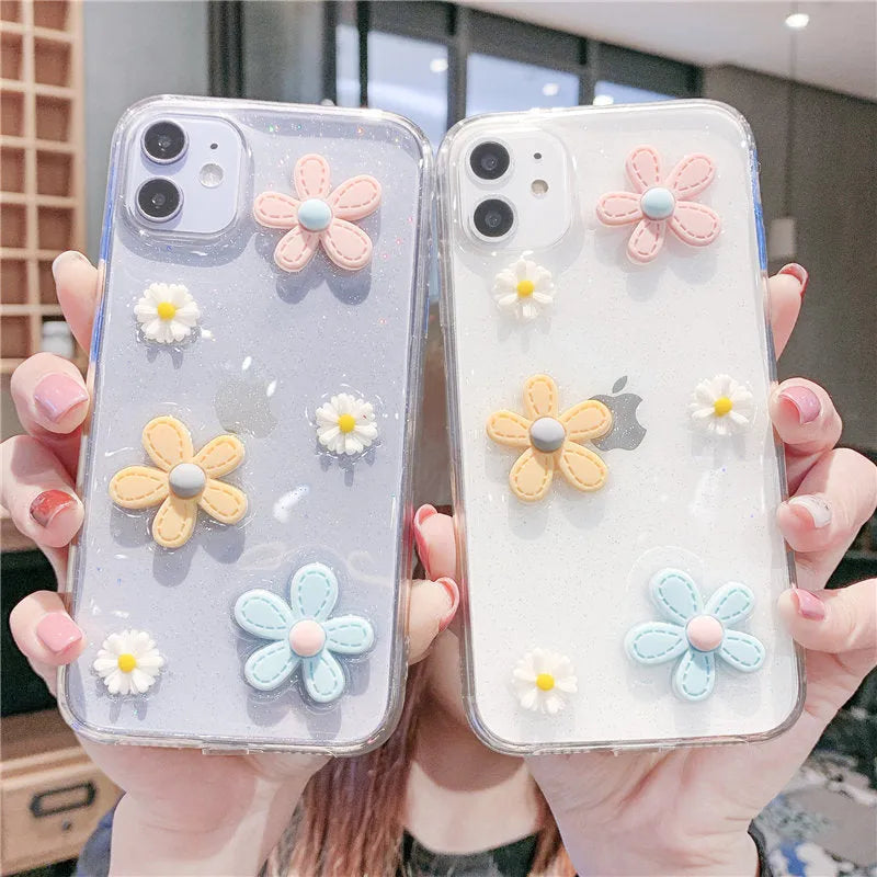 Soft rubber iPhone case with heart floral design compatible with multiple Apple iPhone models