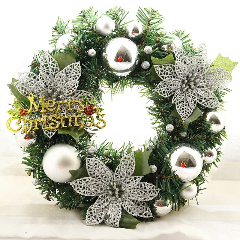 30cm plastic Christmas wreath in multiple colours including red gold blue pink purple silver