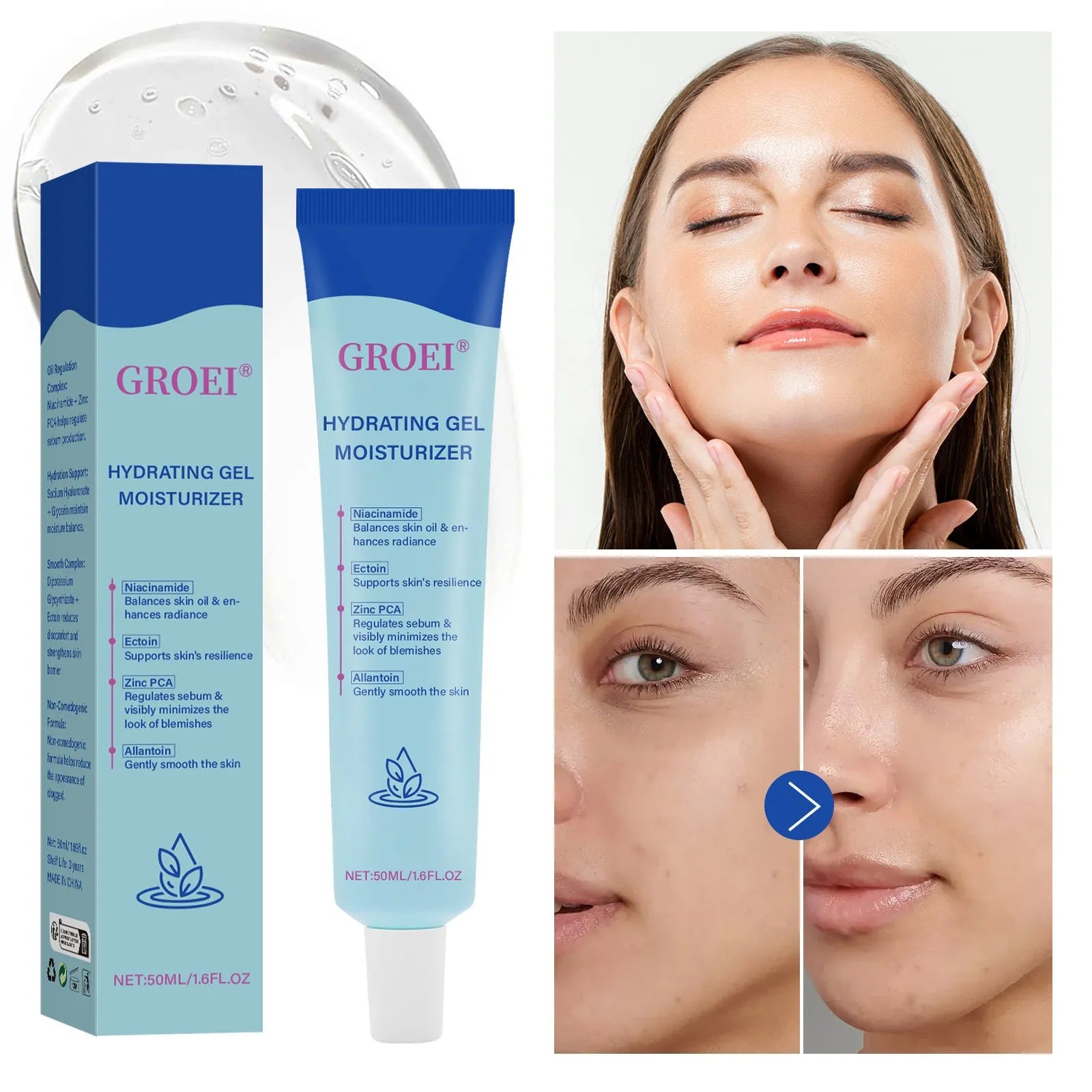 50ml hyaluronic acid moisturising gel with pump dispenser