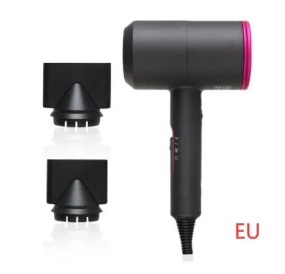 Professional black hotel hair dryer with long cable and worldwide voltage plug options