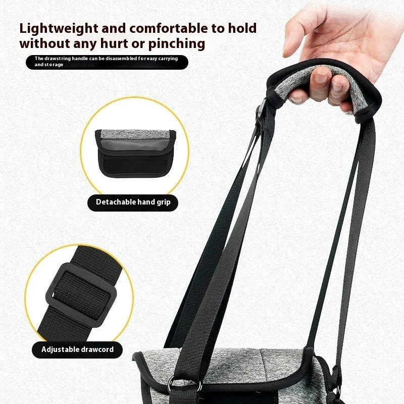 Grey neophene dog rear leg recovery support belt with adjustable waist and thigh straps