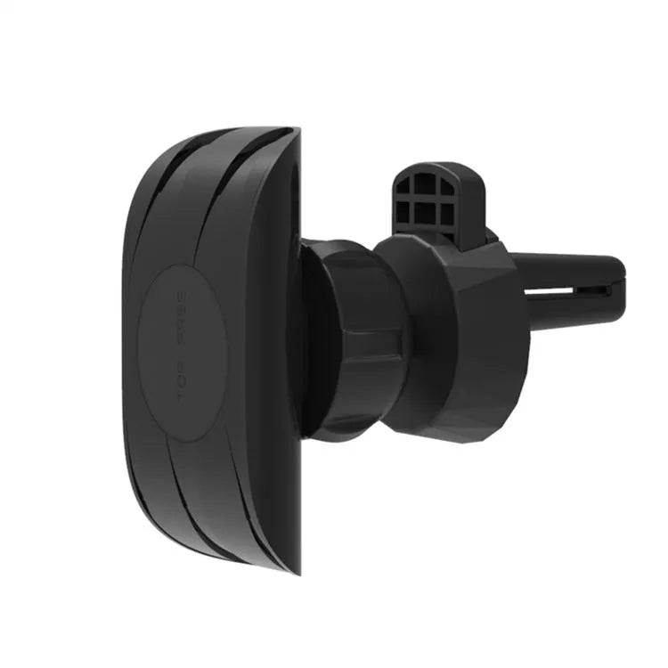 Black universal car phone holder attached to a car air vent.