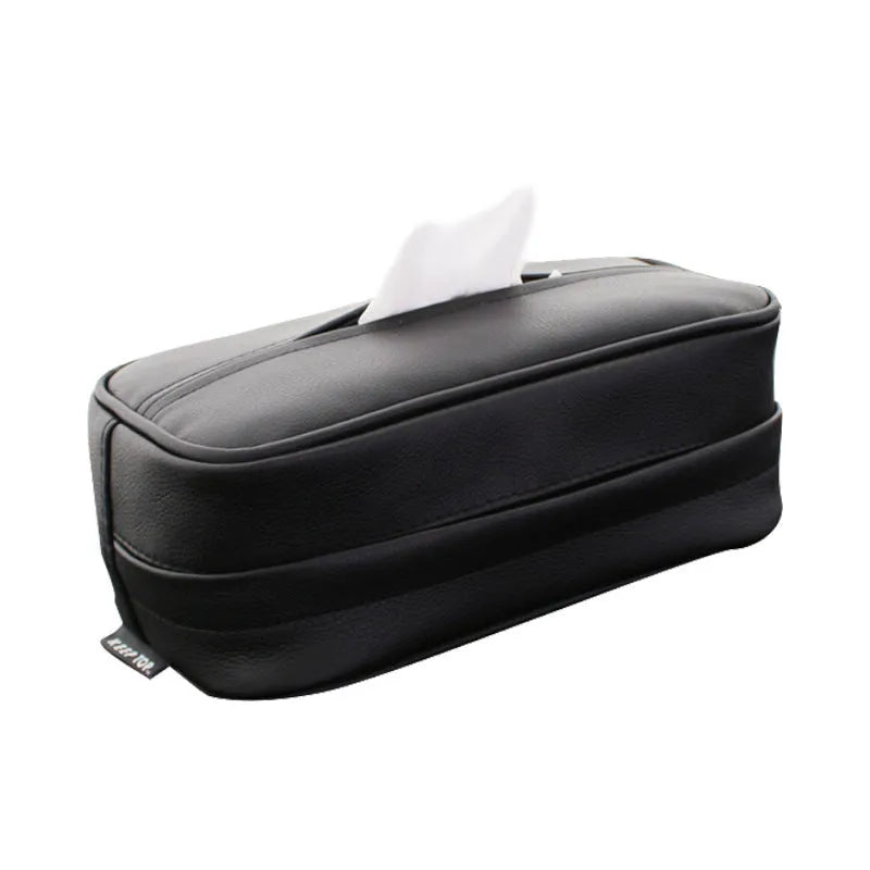 Black and beige PU leather hanging storage box for car and home organisation