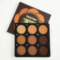 Dark matte makeup palette with 9 waterproof colours for eyes cheeks and contour applications
