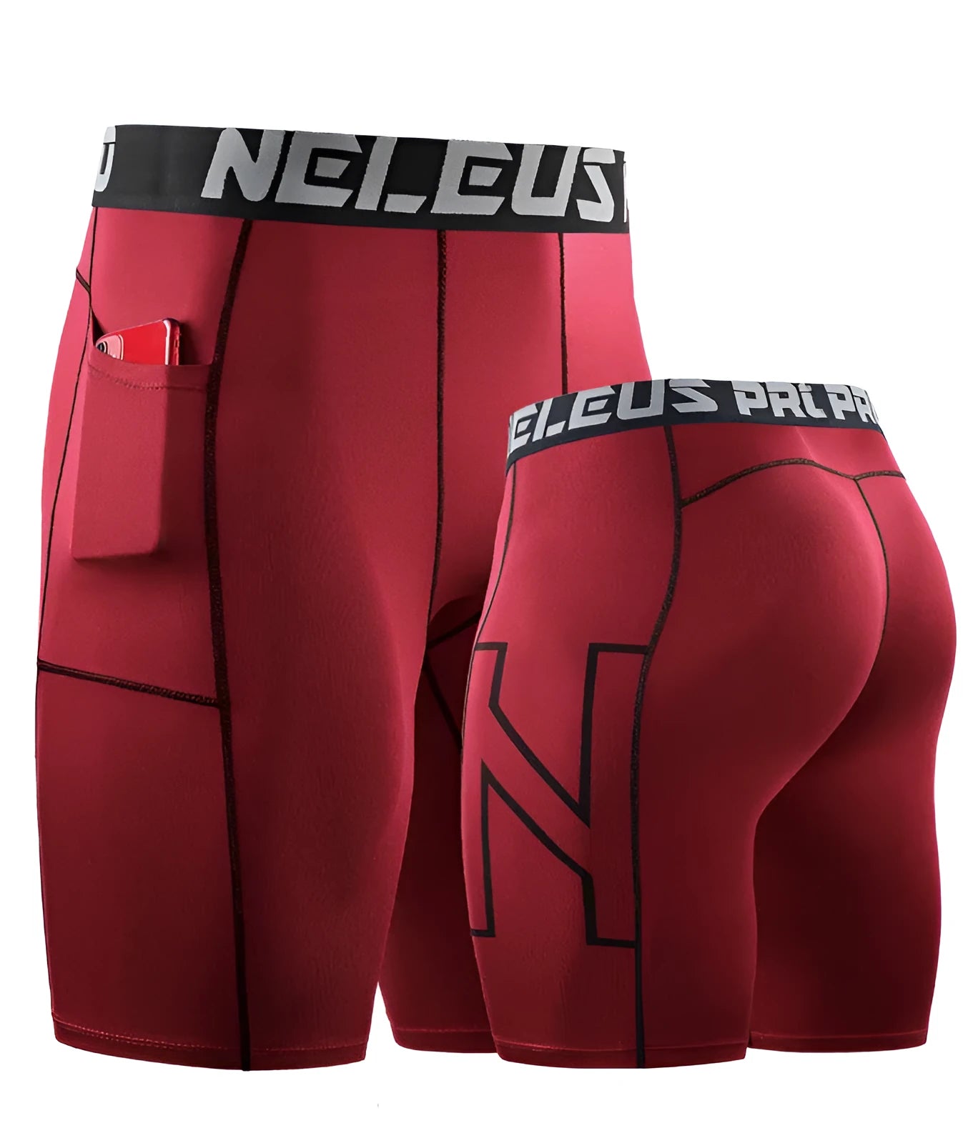 Men's black quick-dry polyester running shorts for summer fitness and sports