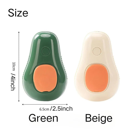 Green and white cat steam brush with water reservoir and silicone grooming teeth