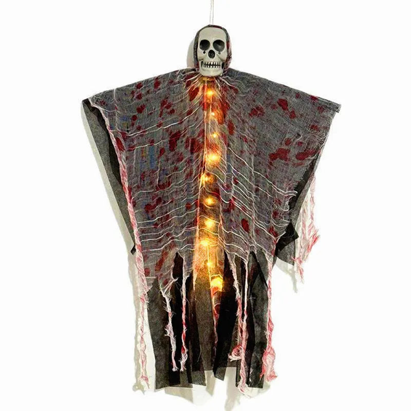 Blood-dyed luminous plastic skull hanging ghost Halloween decoration with glow-in-the-dark properties