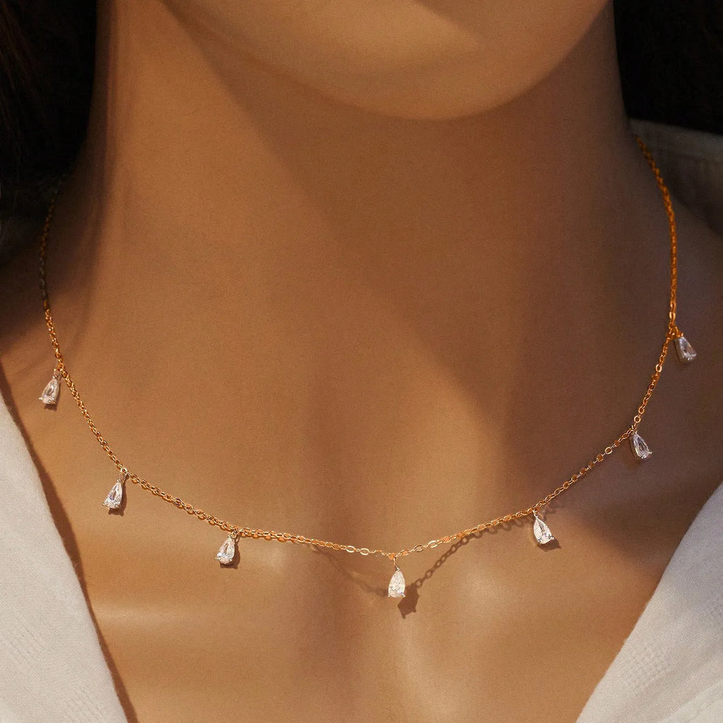 925 silver drop necklace with triangle pendant on O-chain in silver, rose gold or golden yellow colours