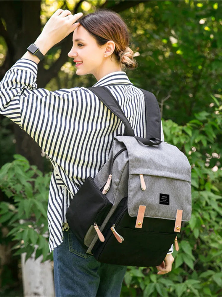 LAND Mommy large capacity Oxford cloth diaper backpack with changing mat in multiple colour choices