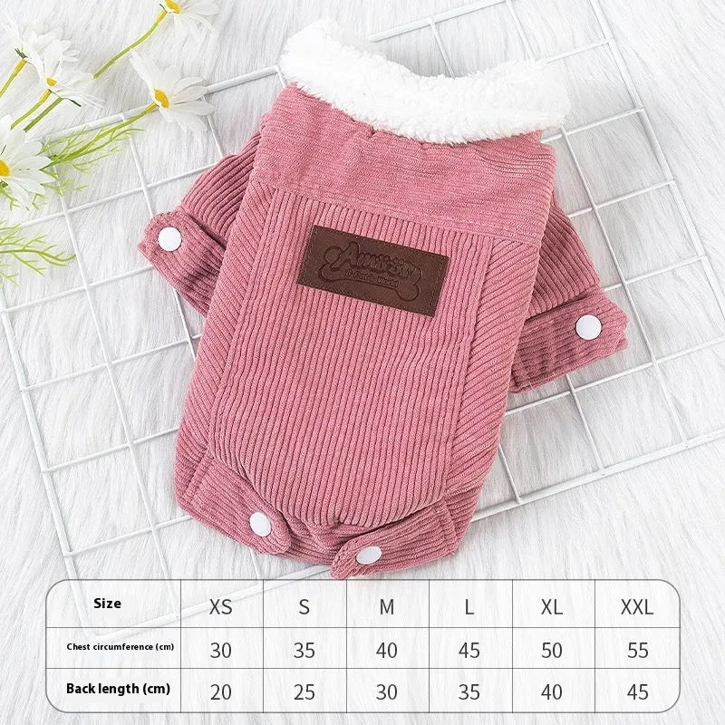 Lambswool dog vest with wool lining in grey or pink, fleece padded for autumn and winter warmth