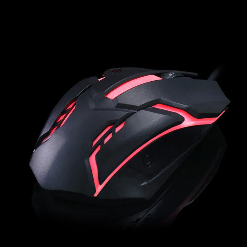 Wired USB luminous mouse in black or white with 1600DPI resolution and 1.3 metre cable