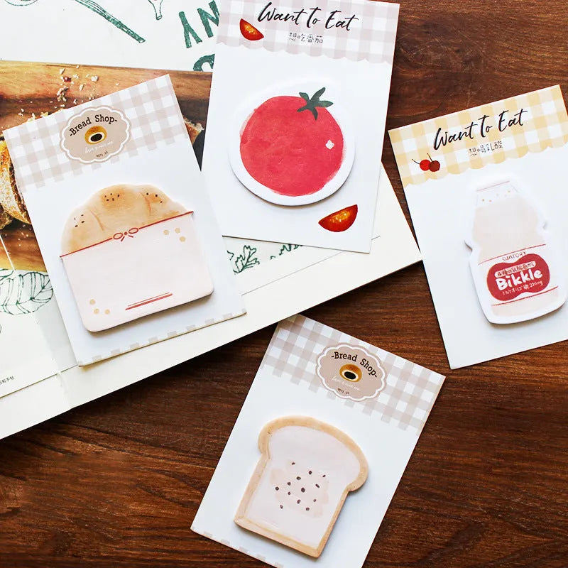 Food Bread Handbook Note Paper notepad in 85mm by 120mm size with food-themed design options