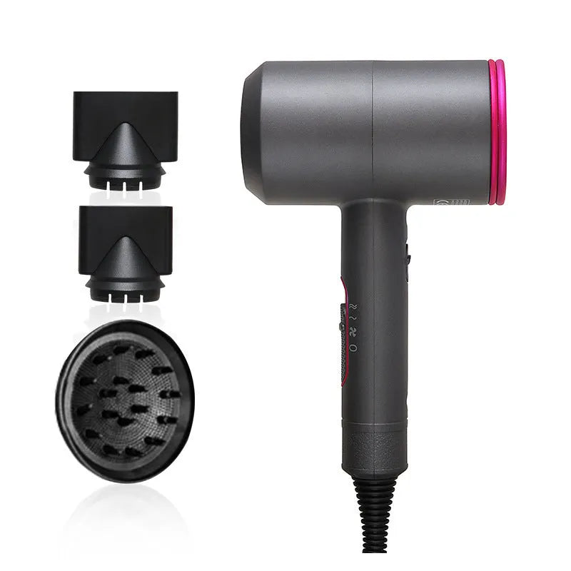 Professional black hotel hair dryer with long cable and worldwide voltage plug options