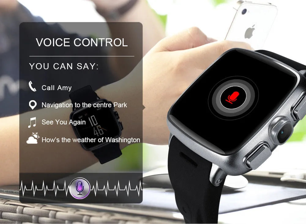 Z01smart watch in black or white with 1.54-inch HD touchscreen displayed
