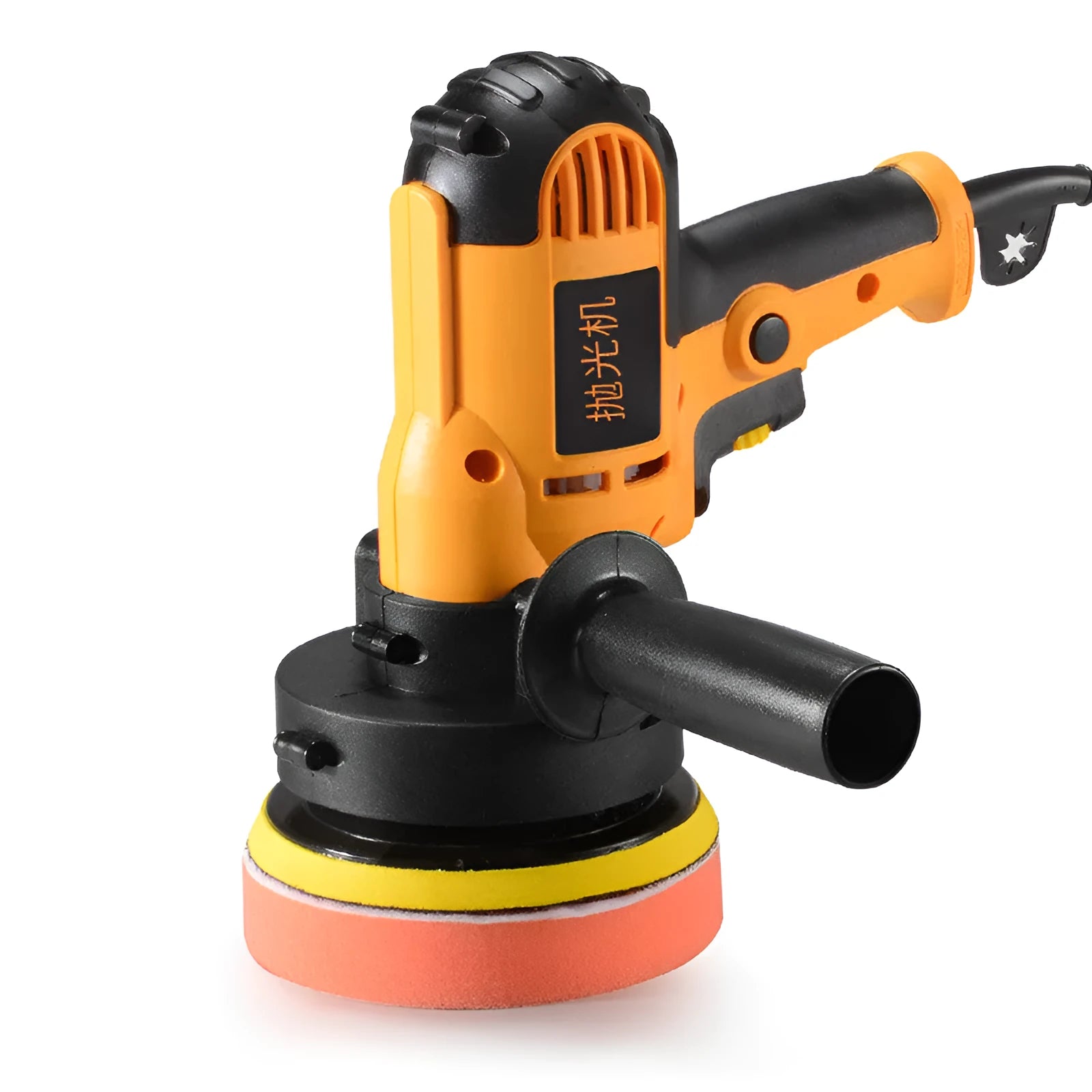Yellow 220V automobile polishing machine with 125mm disc for car, wood, and tile polishing