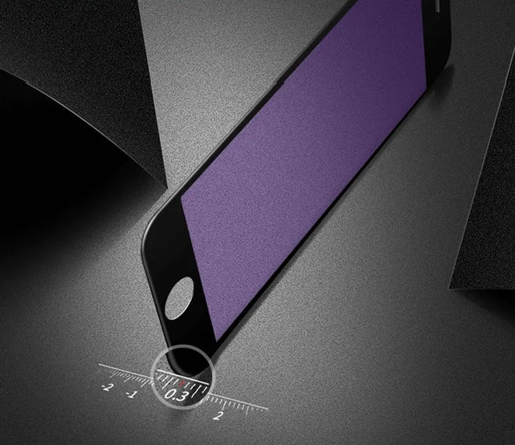 iPhone tempered glass screen protector with 3D carbon fibre soft edge in black and white options