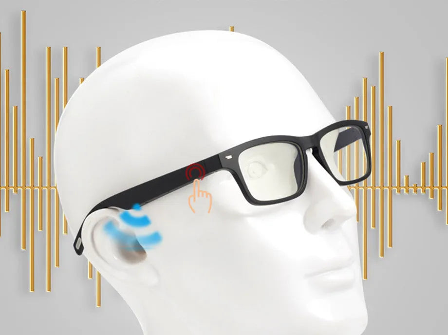 Smart glasses with semi-open Bluetooth audio design and polarised lenses