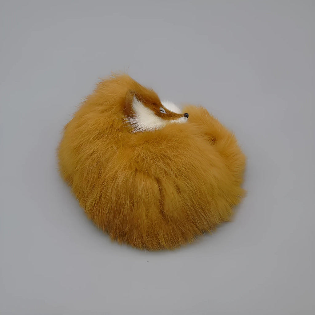 Artificial fox fur car decoration handicraft model in red, white, or yellow, 15cm long.