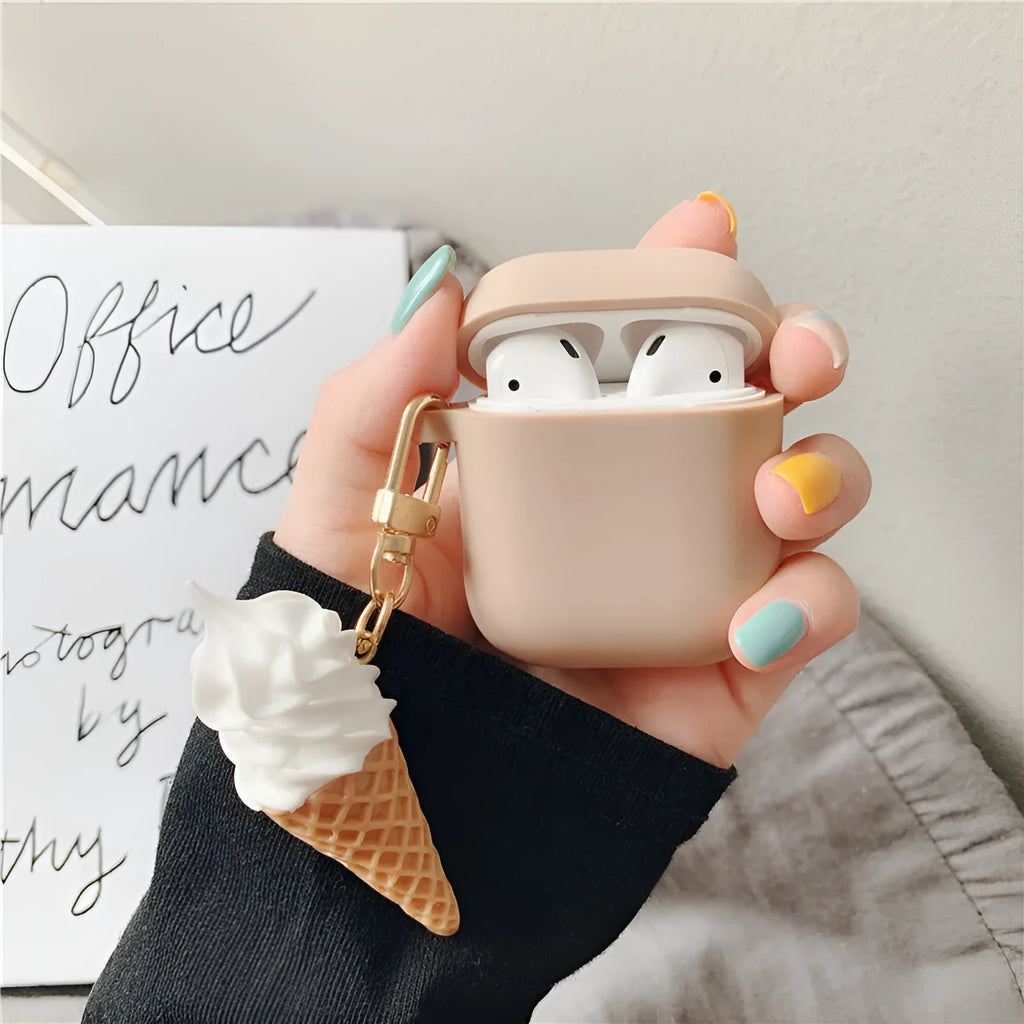 Cylinder ice cream design silicone AirPods 2 case protector set in photo colour