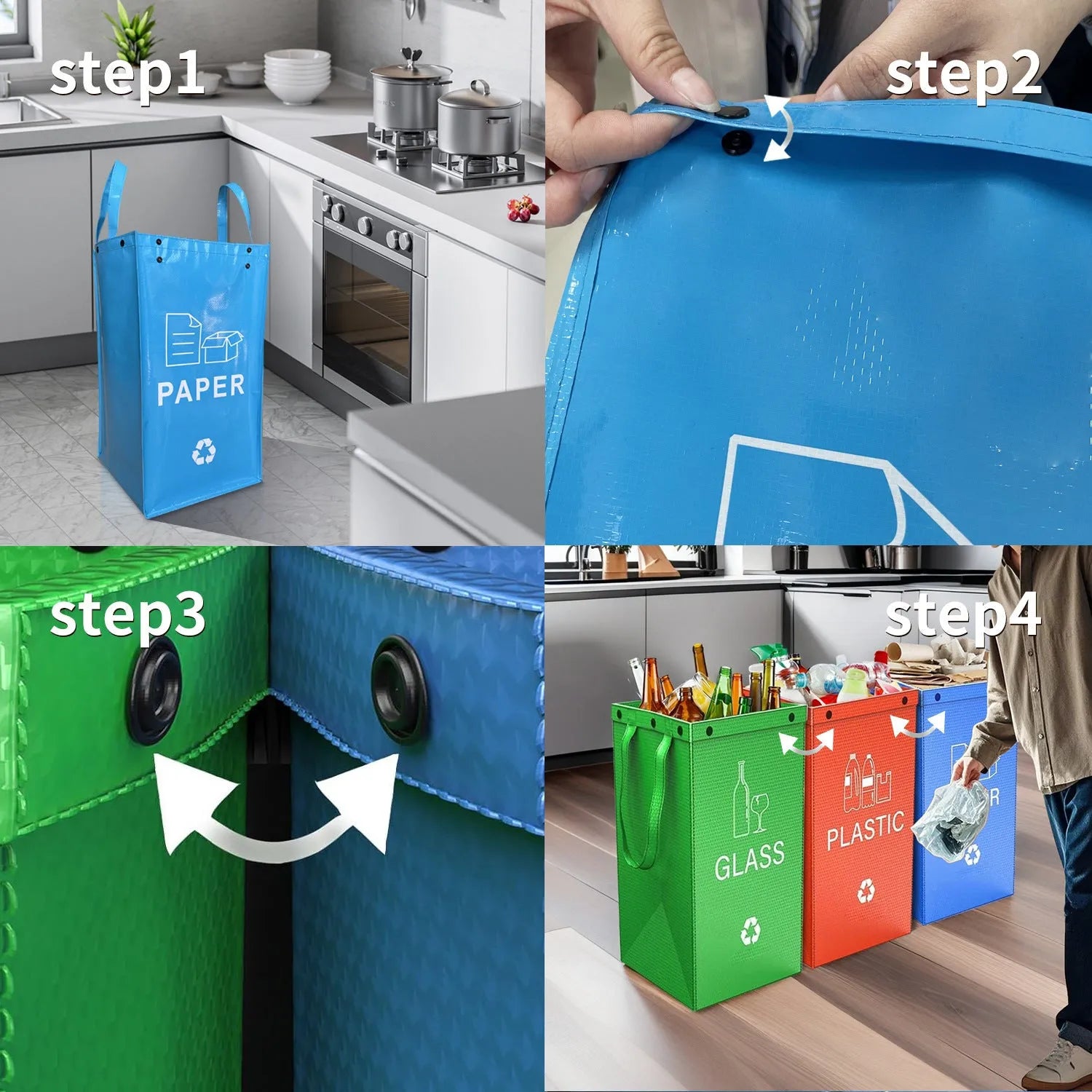 40 litre PP plastic rubbish bag roll in multiple colours for waste classification