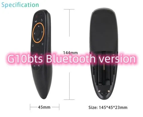 G10 G10S black voice remote control with silicone buttons and plastic shell for Android players
