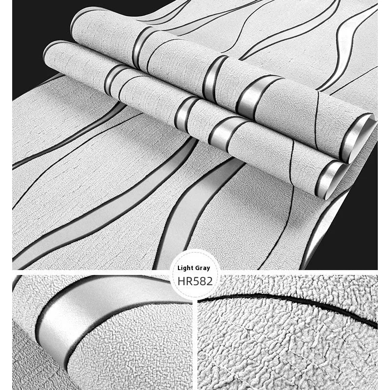 Curve stripe 3D textured wallpaper roll in deerskin velvet for video background